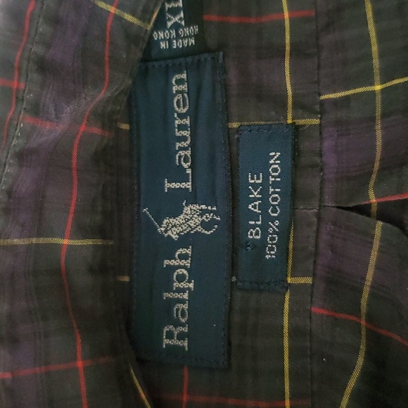 RALPH LAUREN size XL Mens blue Plaid Long Sleeve Vintage Blake Shirt 100% Cotton - Picture 2 of 8